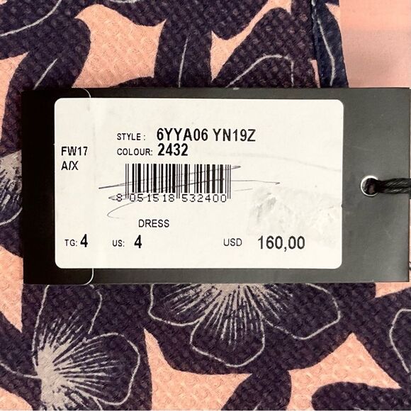 Armani Exchange Floral Dress Pink & Navy Short Sleeve Sheath Sz 4 NWT - Picture 6 of 9